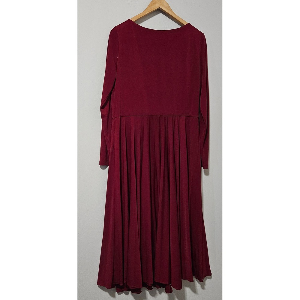Coldwater Creek Burgundy Red Long Sleeve‎ Pleated Midi Dress Womens 14 - Picture 5 of 5
